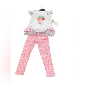 Rare Editions Toddler Girls Bow Detail Birthday Cake Outfit Size 4T NWT